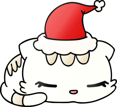 Bir insan tarafından çizilmiş kawaii kedisinin el çizimi gradyan çizgi filmi.