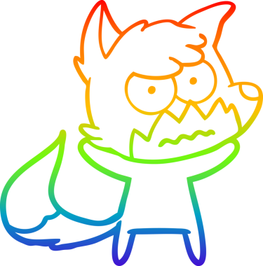 Gökkuşağı gradyan çizgi çizimi bir insan tarafından çizilmiş bir tilki