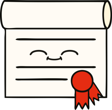 Bir insan tarafından çizilmiş şirin bir sertifika karikatürü.