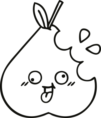 Bir insan tarafından çizilmiş yeşil bir armut çizimi.