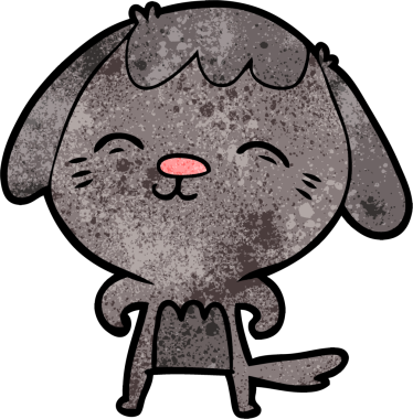 Bir insan tarafından çizilmiş mutlu çizgi film köpeği.