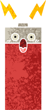 Bir insanın çizdiği pilin retro illüstrasyon tarzı karikatürü