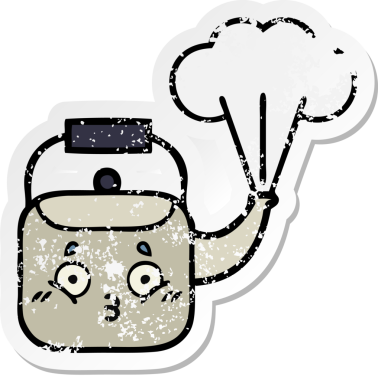 Bir insan tarafından çizilmiş dumanı tüten tatlı bir karikatür çıkartması.