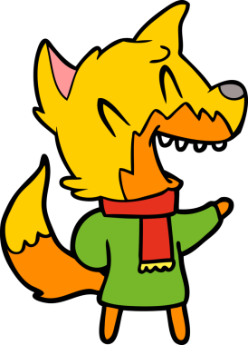 Bir insan tarafından çizilmiş tilki çizgi film karakteri