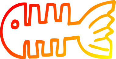 Bir insan tarafından çizilmiş balık kemiklerinin sıcak çizgi çizimi