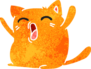 Bir insan tarafından çizilmiş sevimli kawaii kedisinin serbest çizimi.