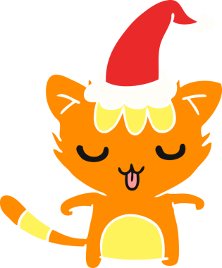 Bir insan tarafından çizilmiş kawaii kedisinin el çizimi karikatürü.