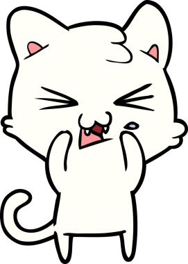 Bir insan tarafından çizilmiş çizgi film kedisi.