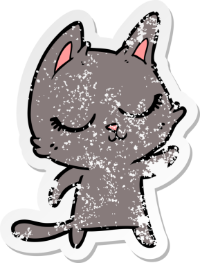 Bir insan tarafından çizilmiş sakin bir çizgi film kedisinin sıkıntılı çıkartması.