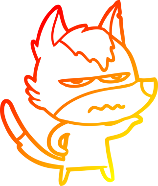 Bir insan tarafından çizilmiş kızgın bir kurdun sıcak çizgi çizimi.