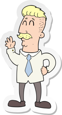 Bir insan tarafından çizilmiş bir karikatür ofis adamı çıkartması.