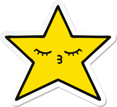 Bir insan tarafından çizilmiş şirin bir çizgi film yıldızının çıkartması.