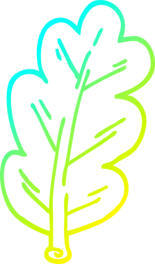 Bir insan tarafından çizilmiş bir çizgi film yaprağının soğuk gradyan çizimi