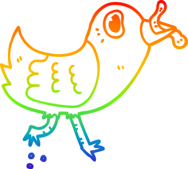 gökkuşağı gradyan çizgi çizimi bir insan tarafından çizilmiş solucan ile bir çizgi kuş