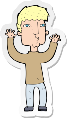 Bir insan tarafından çizilmiş endişeli bir adamın çıkartması.