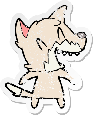 Bir insan tarafından çizilmiş gülen tilki çizgi filminin sıkıntılı çıkartması.