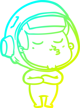 Bir insan tarafından çizilmiş kendinden emin bir astronotun soğuk çizgi çizimi.