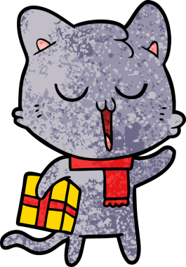 Bir insan tarafından çizilmiş yetenekli bir çizgi film kedisi.