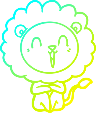 Bir insan tarafından çizilmiş gülen aslan karikatürü.