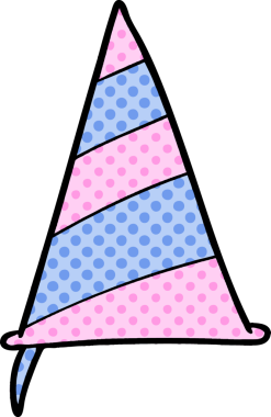 Bir insan tarafından çizilmiş karikatür parti şapkası.