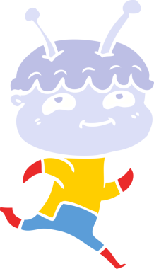 Bir insan tarafından çizilen düz renk çizgi film uzay adamı