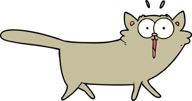 Bir insan tarafından çizilmiş çizgi film kedisi.