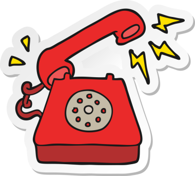 Bir insan tarafından çizilmiş telefon çalan çizgi film etiketi.