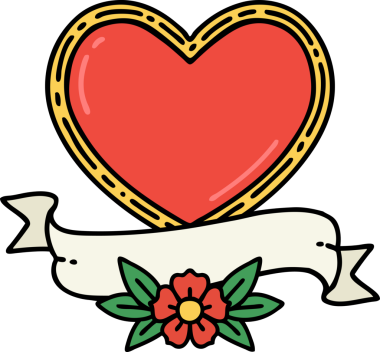 Bir insan tarafından çizilmiş geleneksel kalp ve bayrak şeklinde dövme.