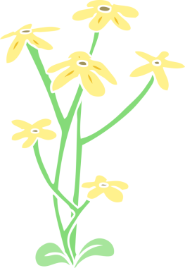 Bir insan tarafından çizilmiş düz renk çizgi film çiçeği