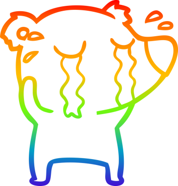 Gökkuşağı gradyan çizgi çizimi bir insan tarafından çizilmiş ağlayan ayı