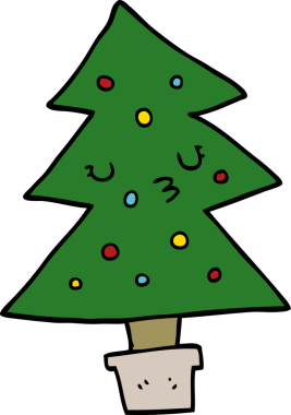 Bir insan tarafından çizilmiş karikatür noel ağacı