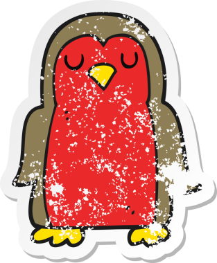 Bir insan tarafından çizilmiş bir karikatürün gerilimli retro etiketi.