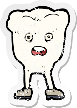 Bir insan tarafından çizilmiş korku dolu bir karikatür dişinin gerilimli çıkartması.