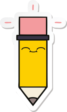 Bir insan tarafından çizilmiş şirin bir karikatür kalemi çıkartması.