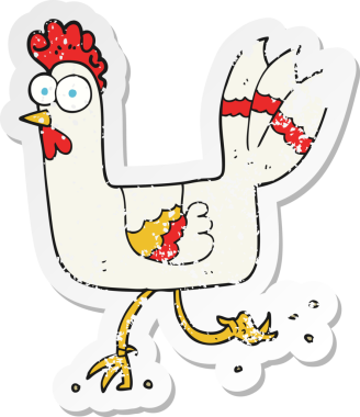 Bir insan tarafından çizilen tavuk çizgi filminin gerilimli yapıştırması.