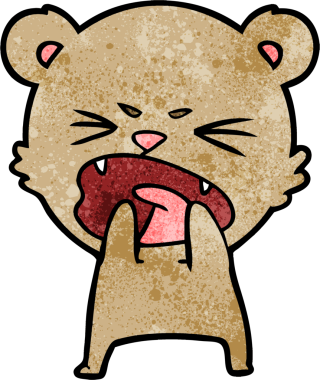 Bir insan tarafından çizilmiş aç çizgi film ayısı.