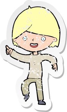 Bir insan tarafından çizilmiş karikatür adamın gerilmiş çıkartması.