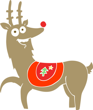 Bir insan tarafından çizilmiş yılbaşı ren geyiğinin düz renk çizimi