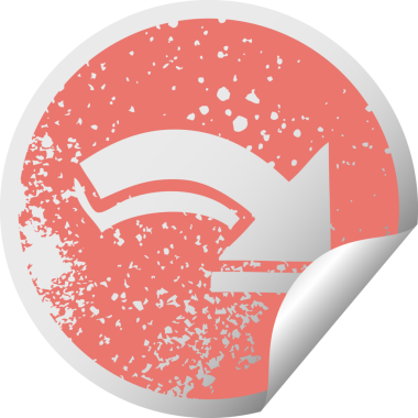 Bir insan tarafından çizilmiş işaretin işaretlenmiş dairesel kabuk soyma etiketi.