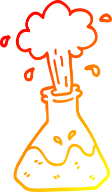 Bir insan tarafından çizilmiş, patlayan kimyasal bir karikatür çizimi.