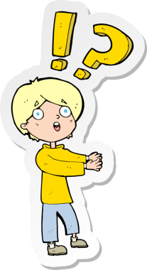 Bir insan tarafından çizilmiş, kafası karışmış bir adamın çıkartması.