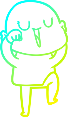 Bir insan tarafından çizilmiş, mutlu, kel bir adamın çizdiği soğuk çizgi.