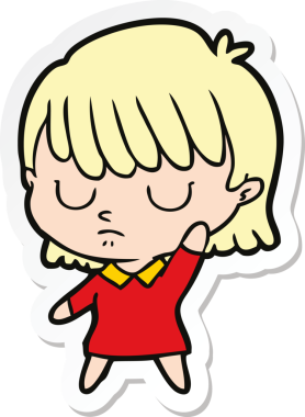 Bir insan tarafından çizilmiş bir karikatür kadının çıkartması.