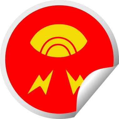 Bir insan tarafından çizilmiş mistik bir gözün dairesel soyma etiketi.