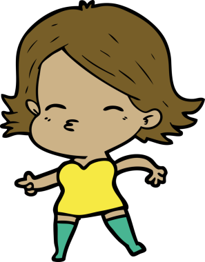 Bir insan tarafından çizilmiş çizgi film kadını.