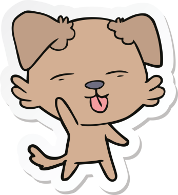 Bir insan tarafından çizilmiş bir köpeğin çıkartması.