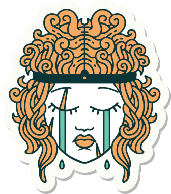 Bir insan tarafından çizilmiş ağlayan bir insan barbarının çıkartması.