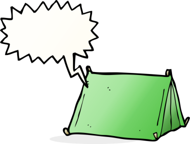 bir insan tarafından çizilmiş geleneksel konuşma balonlu çadır.