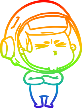 Bir insan tarafından çizilen gökkuşağı gradyan çizimi stresli astronot