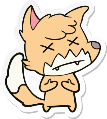 Bir insan tarafından çizilmiş şaşı tilkinin çıkartması.